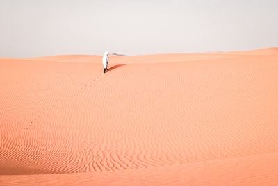 白天在沙漠上行走的人